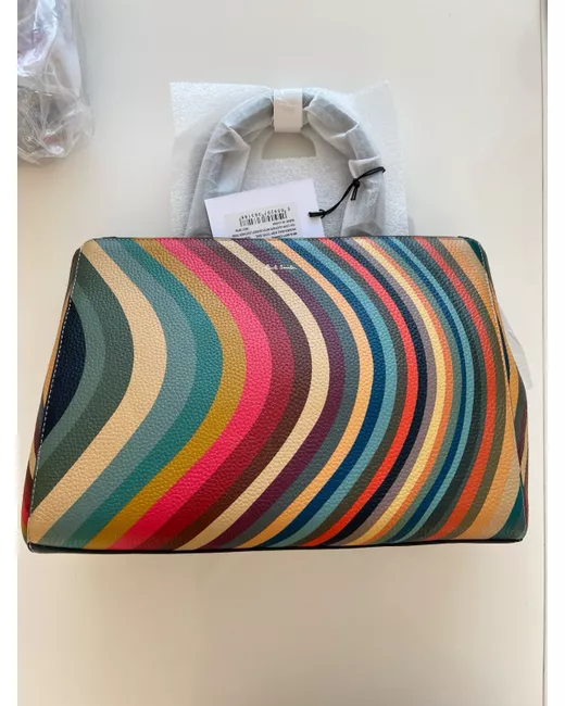 Paul Smith Leather The Swirl Tote Bag Blue And Multi Stripes in