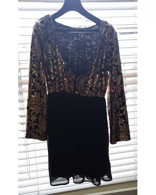 club l gold sequin dress Fabulous Club L Wrap Front Sequin Skater Dress in Gold - BNWT - Size 6 -  RRP 65
