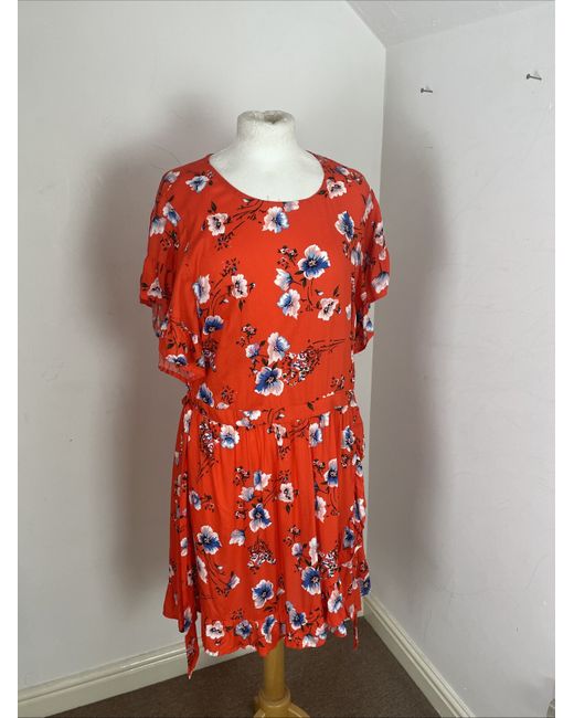 Red Herring A BNWT Long Print Dress by 12 in Red | Stylemi