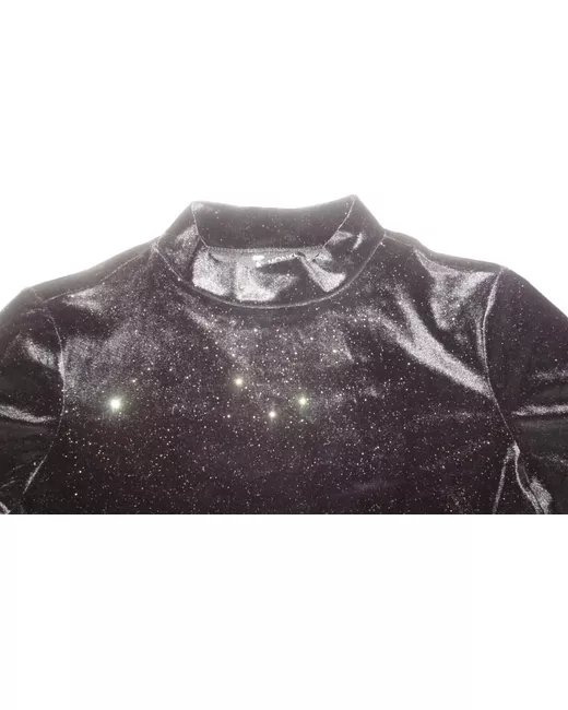 Monki Velvet With Gold Glitter High Neck Top Long Sleeved M 10-12 in Black  | Stylemi