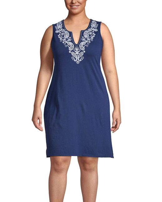 sachin and babi light blue dress Lands' End RRP100 benign M 14-16 Dress 100 Linen Button Down Lands end in  White