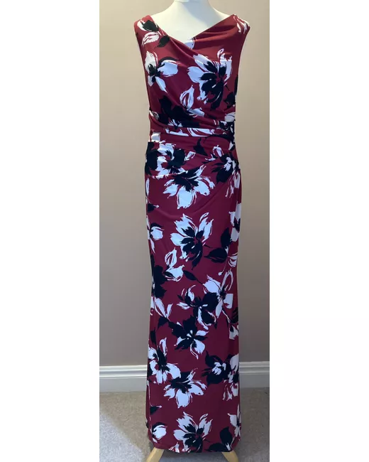 Gina Bacconi Dress 8 12 Emaline Red Maxi Sleeveless BNWT in Floral | Stylemi