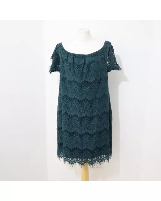 City Chic lace dress off the shoulder emerald 16 in Green | Stylemi