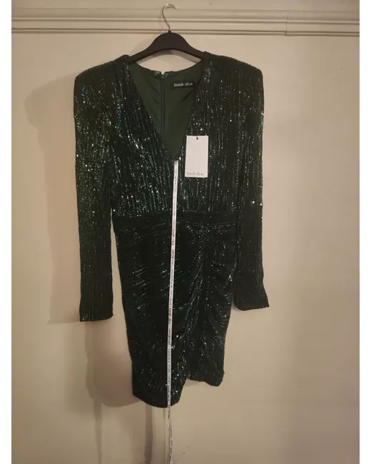lavish alice green sequin dress Lavish Alice Velvet Sequin One Shoulder Emerald Dress