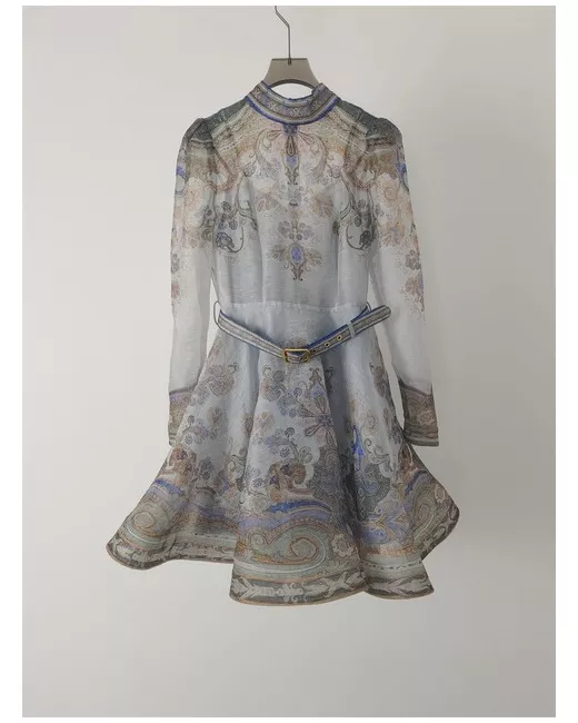 knee length dresses for ladies Deana Belted Linen Mini Dress with Cotton Skirt A-Line main image 0