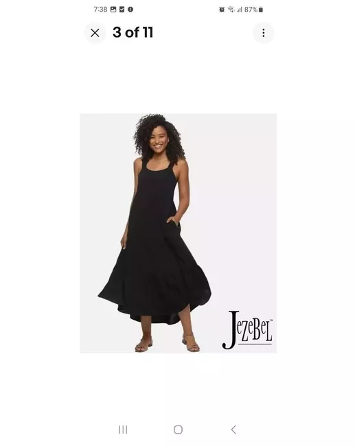 Jezebel Ladies Tiered Dress with pockets colours S in Black