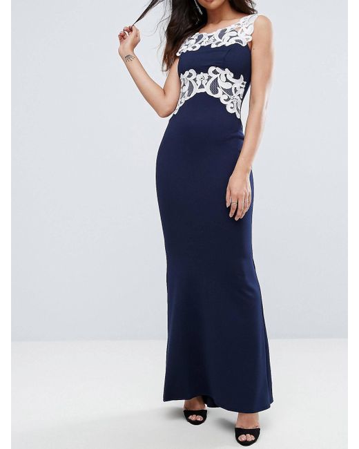 lace chest dress Open Chest Black Embellished Long Dress L main image 1