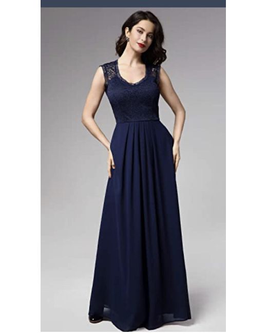 Miusol Vintage Deep V Neck Sleeveless Formal Wedding Maxi Dress XL