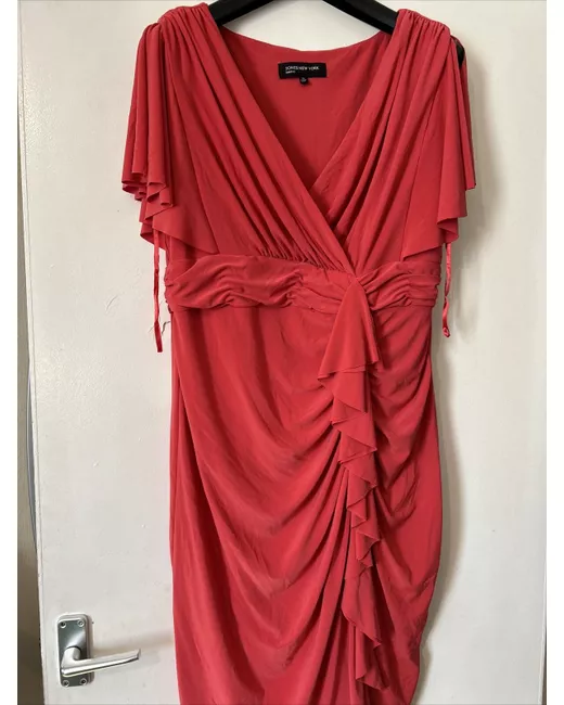 strapless open back dress Jones New York Evening Red Midi Dress 1990s – dba House of Strut main image 1