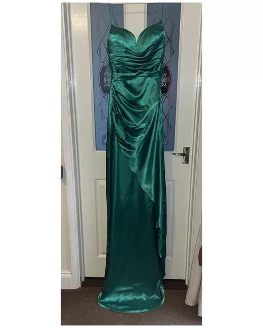 milly emerald green dress Emerald green velvet long wrap dress main image 0