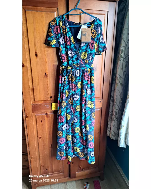chinese dress ladies Frugi Adult Indigo Rainbow Stripe Rico Wrap Dress main image 1