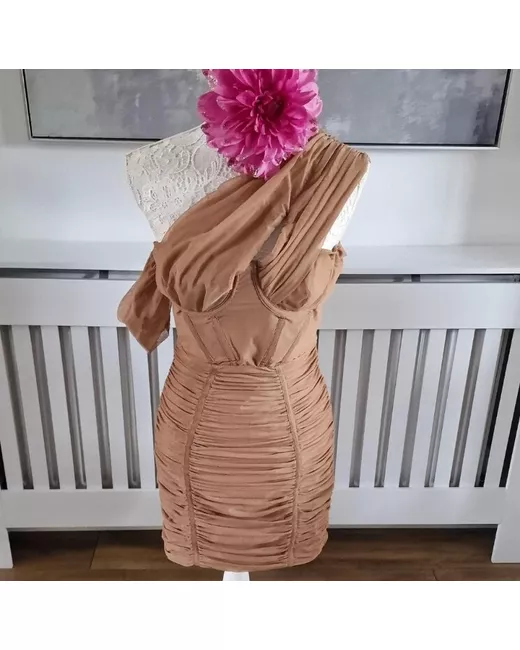 mistress rocks brown dress Mistress Rocks Bustier Dress Vegan Leather Tan S – LA Style Inspo main image 1