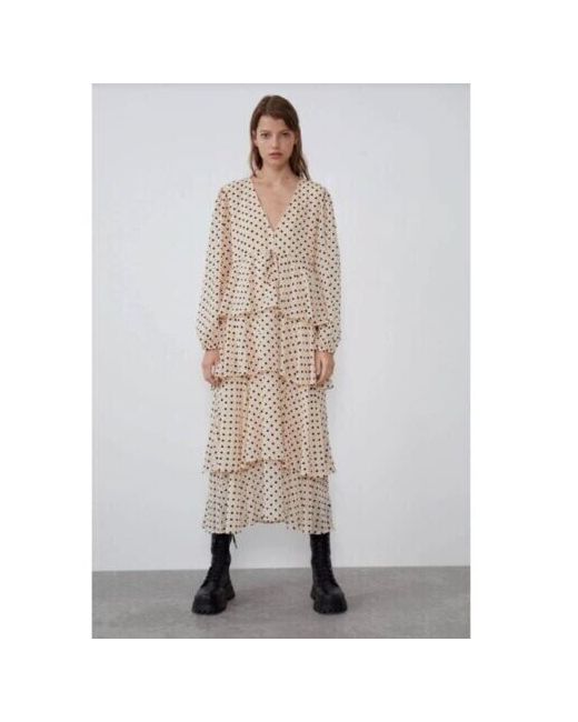zara beige polka dot dress Zara Women's Polka-Dot Maxi Dress | S UK10 main image 0