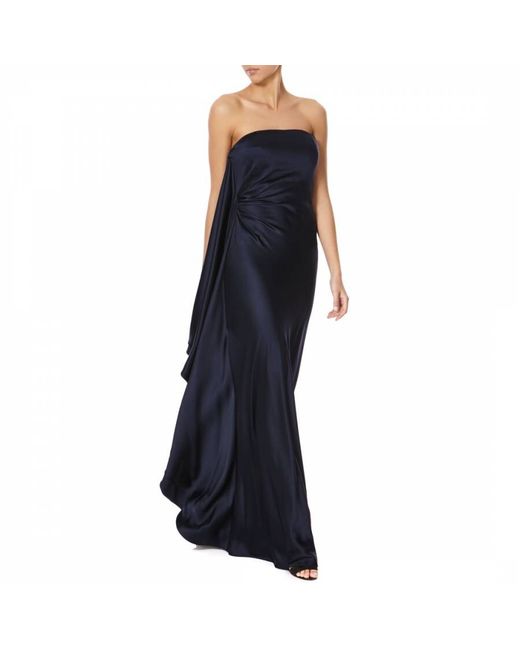 sachin and babi light blue dress Amanda Wakeley 2495 navy Gold silk 20s deco beaded long evening Corset dress  12 in Dark Blue