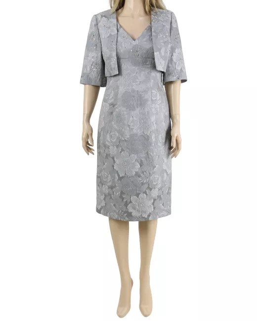 knee length dresses for ladies John Charles monochrome lace dress with silk bolero 25320