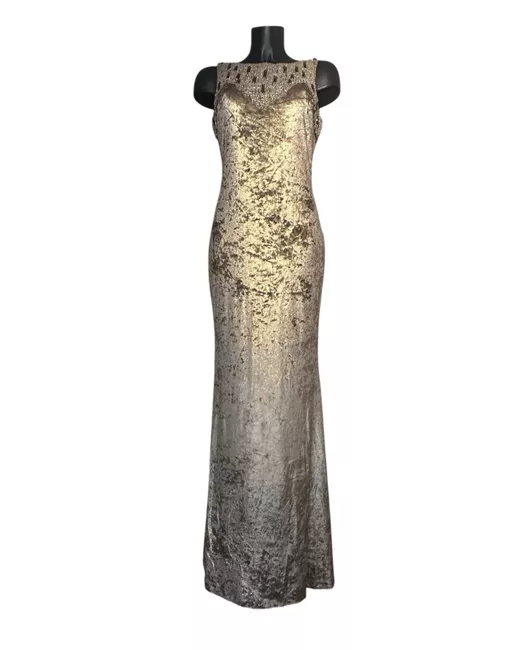 alberto makali gold dress Alberto Makali Gold Sequin Evening Gown  The Wigtown Emporium