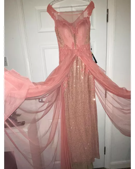 alberto makali pink dress Alberto Makali Sequins Sleeveless Floor Length Silk Gown Women's Size 12
