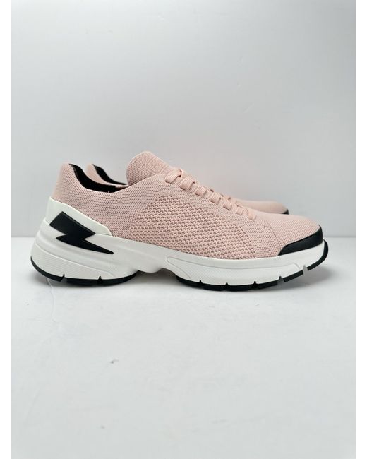 Neil Barrett Pink Knit Lace-Up Sneakers with White Sole NEIL BARRETT Footwear | Pink Men main image 4