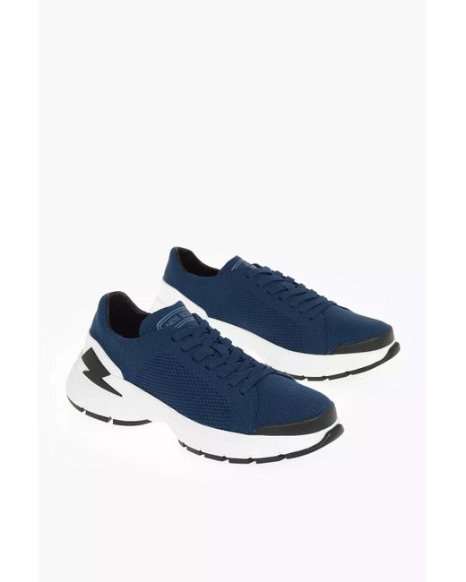 Neil Barrett Men Bolt Sneakers in Blue  ($559) Neil Barrett Sneakers for Men | Stylemi main image 3