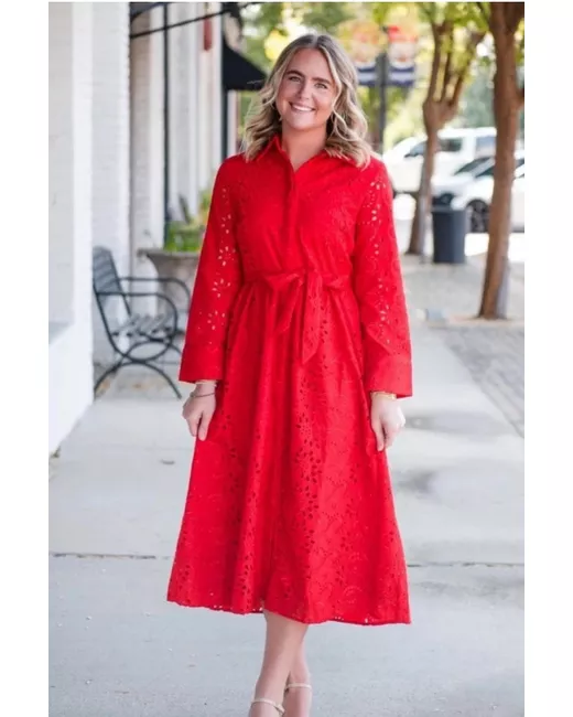 Zara zw collection Embroidered Shirt Dress XS Ref 8420/916 in Red | Stylemi