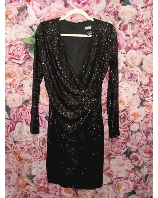 Dkny Racer Dress Midi Bodycon Party Jersey Leather Sleevless UK 10 NWT in  Black | Stylemi