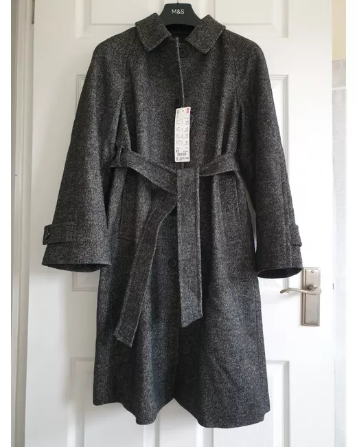 Uniqlo Tweed Single Collar Coat S Relaxed Fitting Dark Grey in  display picture 1