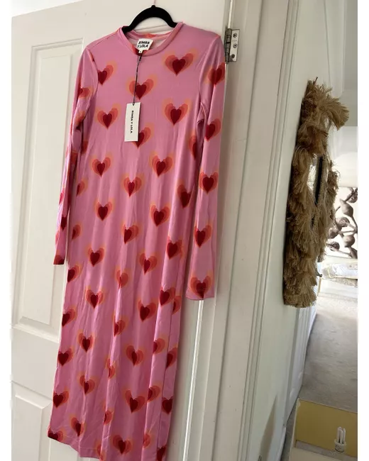 bimba y lola pink dress Bimba Y Lola Lace-Trim Tie Midi Dress in Pink