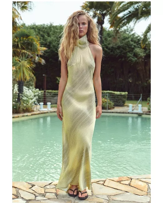 Zara Long Satin Halter Dress- | Stylemi