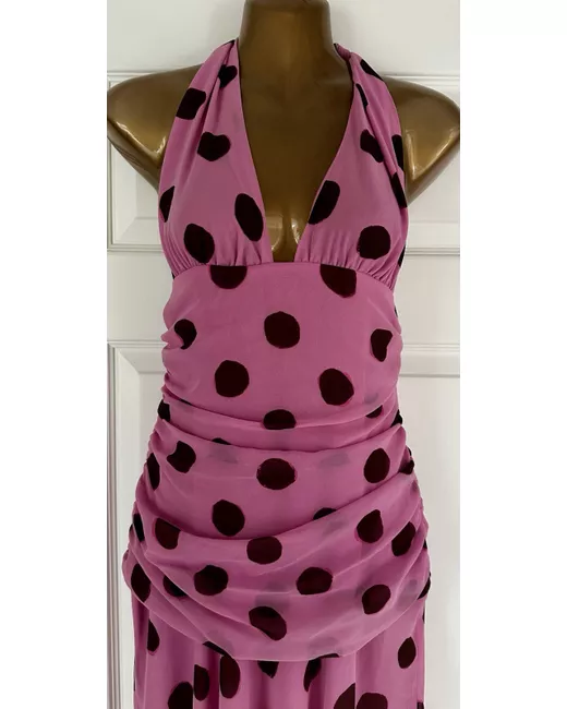 open lace back dress ZARA. Black dress with pink polka dots. Size XS  Hibuy market