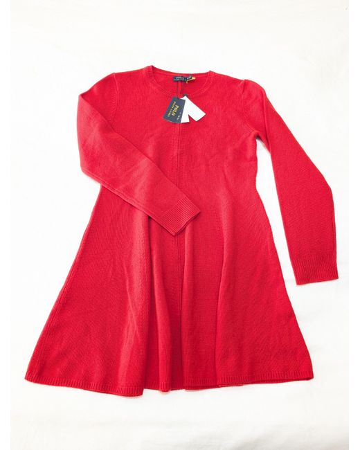 Ralph Lauren Polo Dress Cashmere Wool XL Extra Large in Red | Stylemi