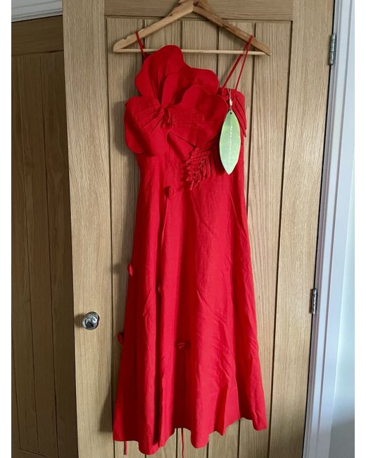 knee length dresses for ladies Cherry Blossom Sleeveless Lenzing Ecovero Euroflax Midi Dress