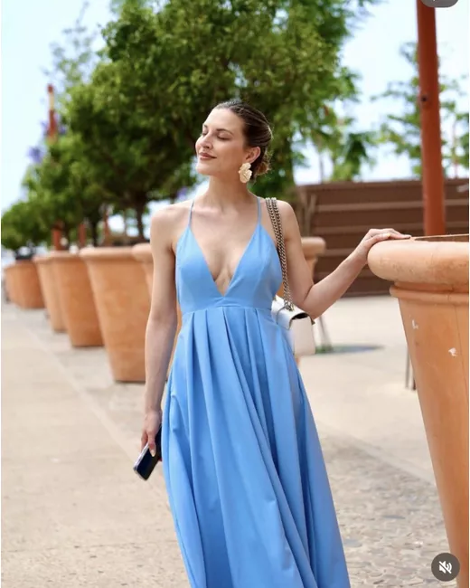 sachin and babi light blue dress An elegant orchid-colored evening dress for festive occasions main image 1