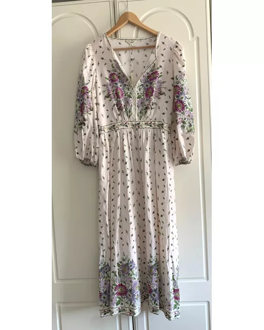 Max Studio Cream Linen Blend Puff Sleeve Maxi Dress NWT 50Long Medium in  Floral | Stylemi