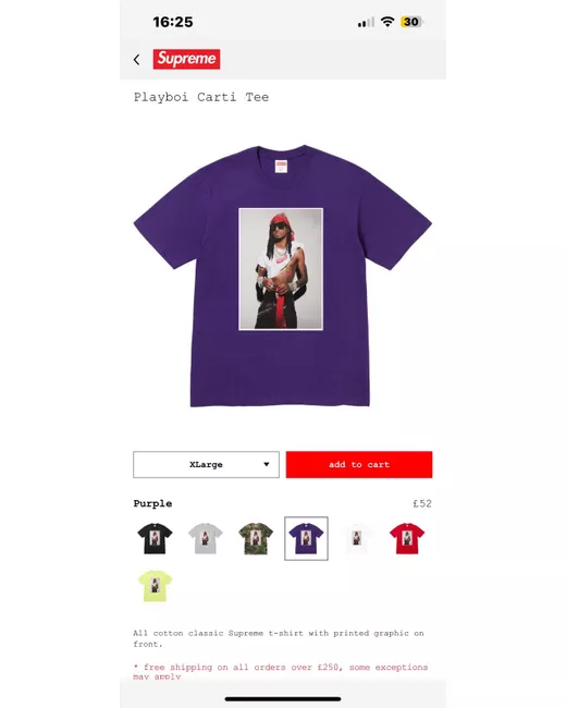 Supreme Playboi Carti T Shirt Xl Hand Ready To Ship in Black | Stylemi
