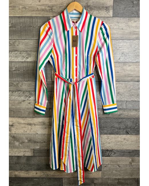 Boden Amy 100 Cotton Midi Shirt Dress in Blue | Stylemi