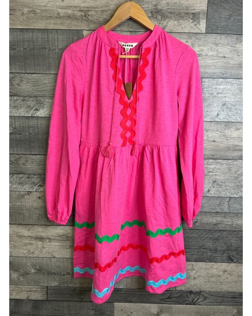 Boden Navy Ric RAC Braided Trim Sleeveless Tiered Dress Uk 8 U 4 Bnwt B229  in Dark Blue | Stylemi