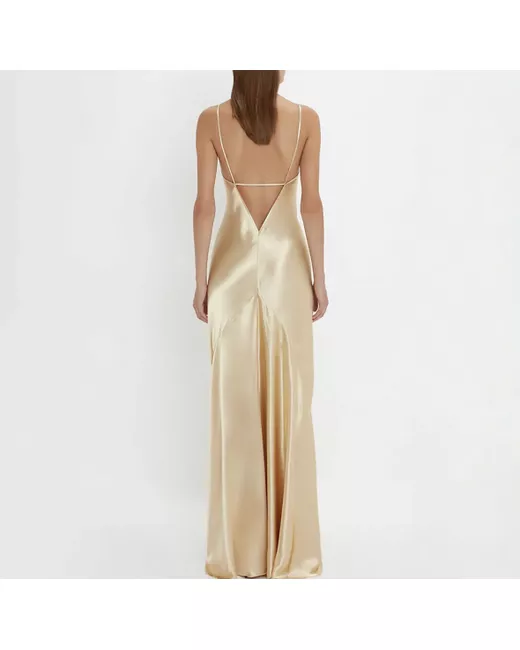 Victoria Beckham Gold Cami Floor Length Maxi Gown Dress 8 Sleeveless Rrp850  in Golden | Stylemi