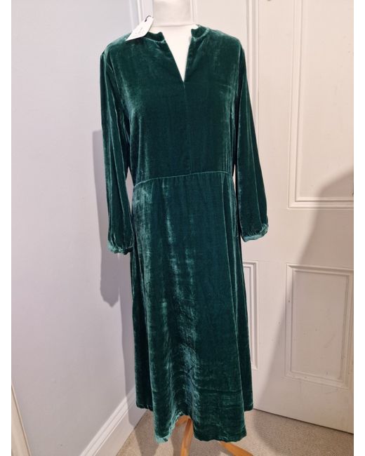 Seasalt Tree Fern Dress Velvet Long Sleeve Midi 14 BNWT in Green | Stylemi