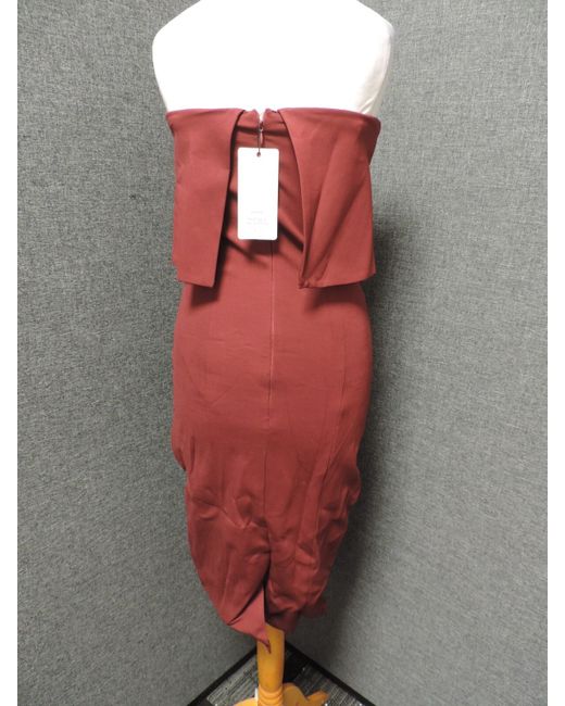 lavish alice burgundy dress AUBREY High Neck Fluted Sleeve Micro Button Midi Dress in Burgundy