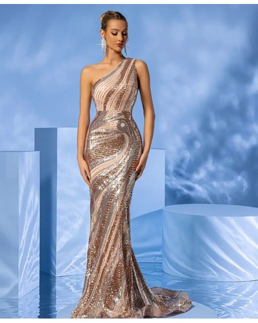 sachin and babi light blue dress Two Toned V-Neck Sequin Maxi Dress - Purple