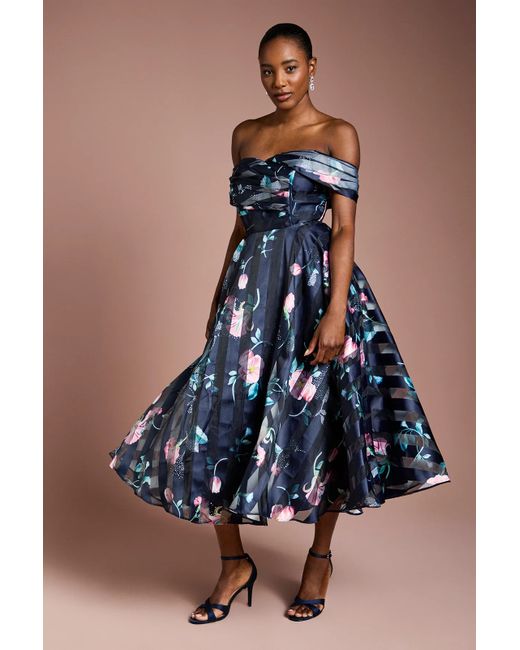 Coast Navy Fit Flare Dress Occasion Dresses in Dark Blue | Stylemi