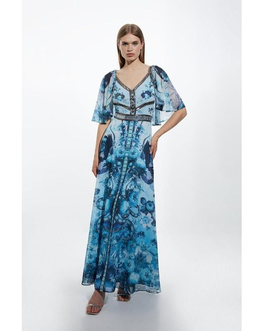 karen millen blue maxi dress Prom Woven Maxi Dress main image 0