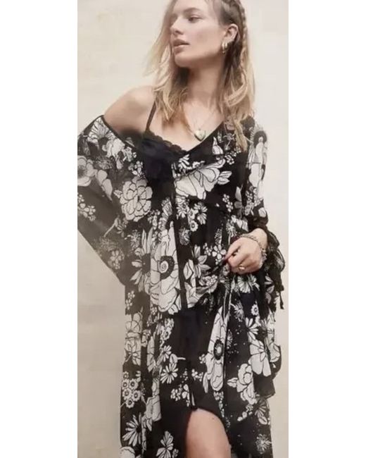 Free People Valeria Black White Boho Maxi Dress New 198 S UK 8 in Floral |  Stylemi