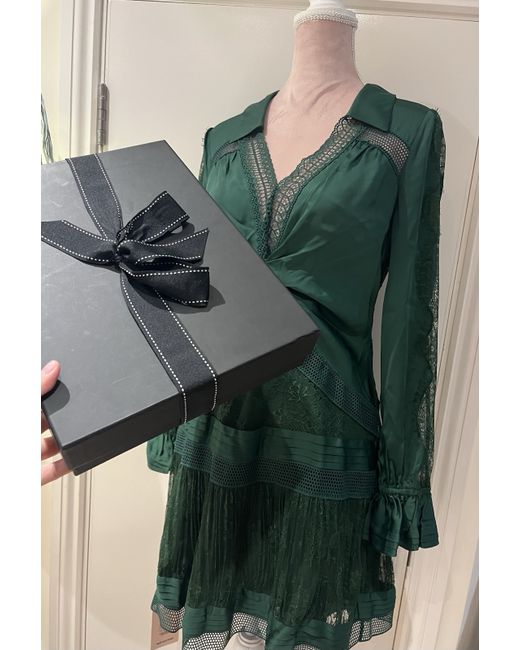 chinese dress ladies BABEYOND Geometric Embroidery Single Shoulder Vintage Evening Gowns, 1920s Gowns for Mother of Bride, Dark Green, Size 6