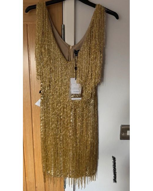 Nadine MERABI SADIE Beaded Fringed Dress XL UK 16 Gold BNWT RRP 495 New in  Golden | Stylemi