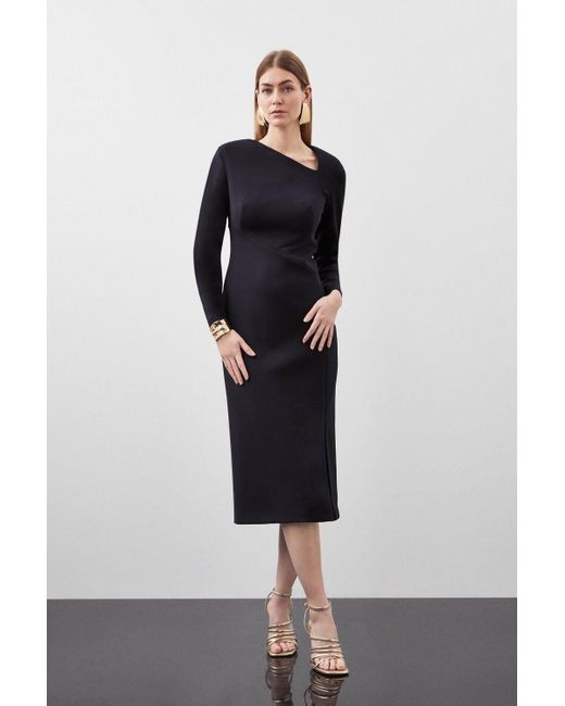 Karen Millen Bodycon Midi Dress UK16 RRP 199 in Black | Stylemi