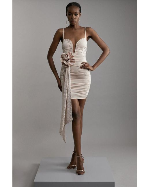 Karen Millen Bodycon Mini Dress S Cream RRP 109 in Beige | Stylemi
