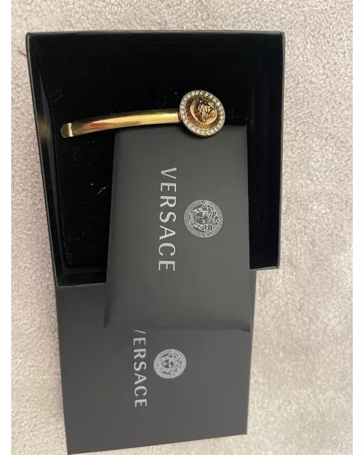 Versace Gold Logo Hair Clip with Branded Box VERSACE - Greca Link Barrette Hair Clip Gold Tone Made in  main image 4
