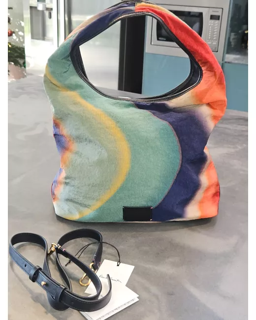 Paul Smith Leather The Swirl Tote Bag Blue And Multi Stripes in