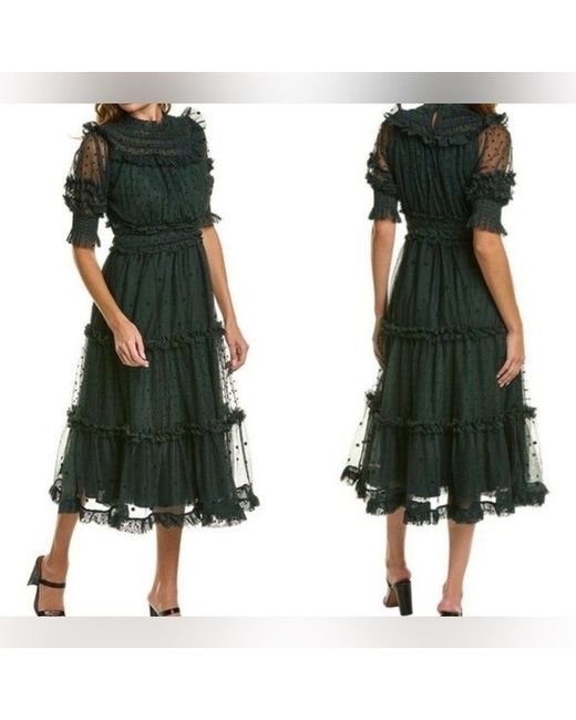 Boden Tulle Polka Dot Midi Dress Uk 12 Rrp 229 in Green | Stylemi